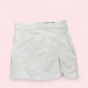 Lioness White Denim Mini Skirt Zipper Detail Side Slit Size M
